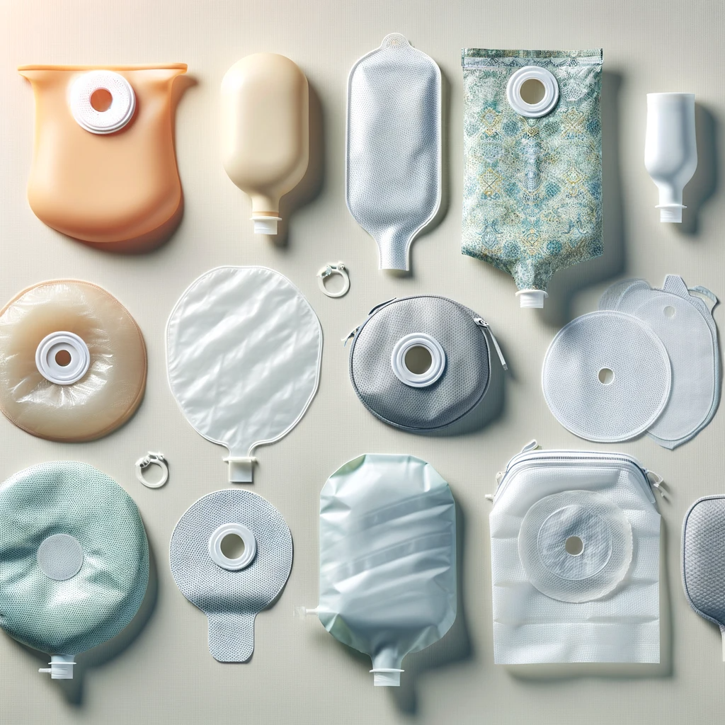 A variety of stoma bags